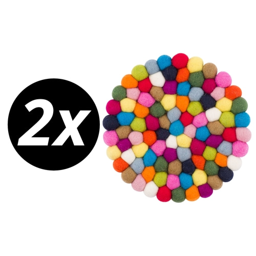 2 x MYFELT Topfuntersetzer Lotte CS939563 reine Schurwolle mehrfarbig 20cm NEU