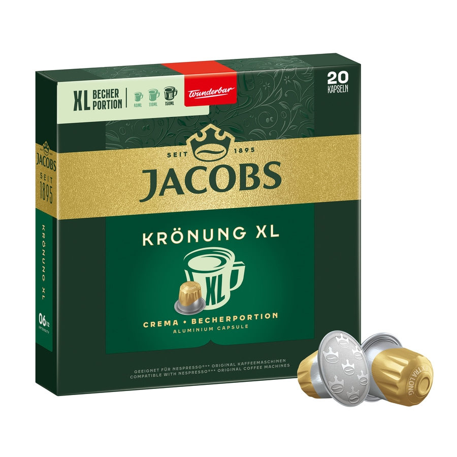 JACOBS Kapseln Nespresso®* kompatibel je 3x20 Krönung Crema XL + Guten Morgen XL