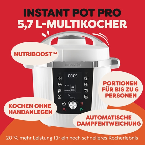 INSTANT POT Pro 10-in-1 Multikocher 5,7L Wifi 1200W Schongarer Coconut White