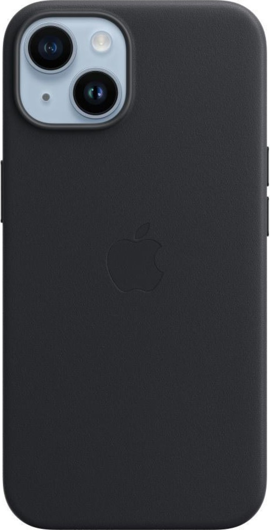 Schwarzes iPhone mit Apple-Logo und zwei Kameras, Nahaufnahme
