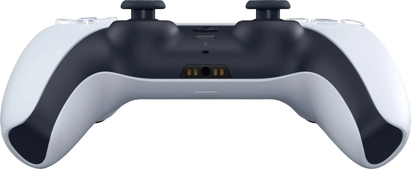 PlayStation 5 DualSense-Controller, weiß und schwarz, Nahaufnahme, Rückseite