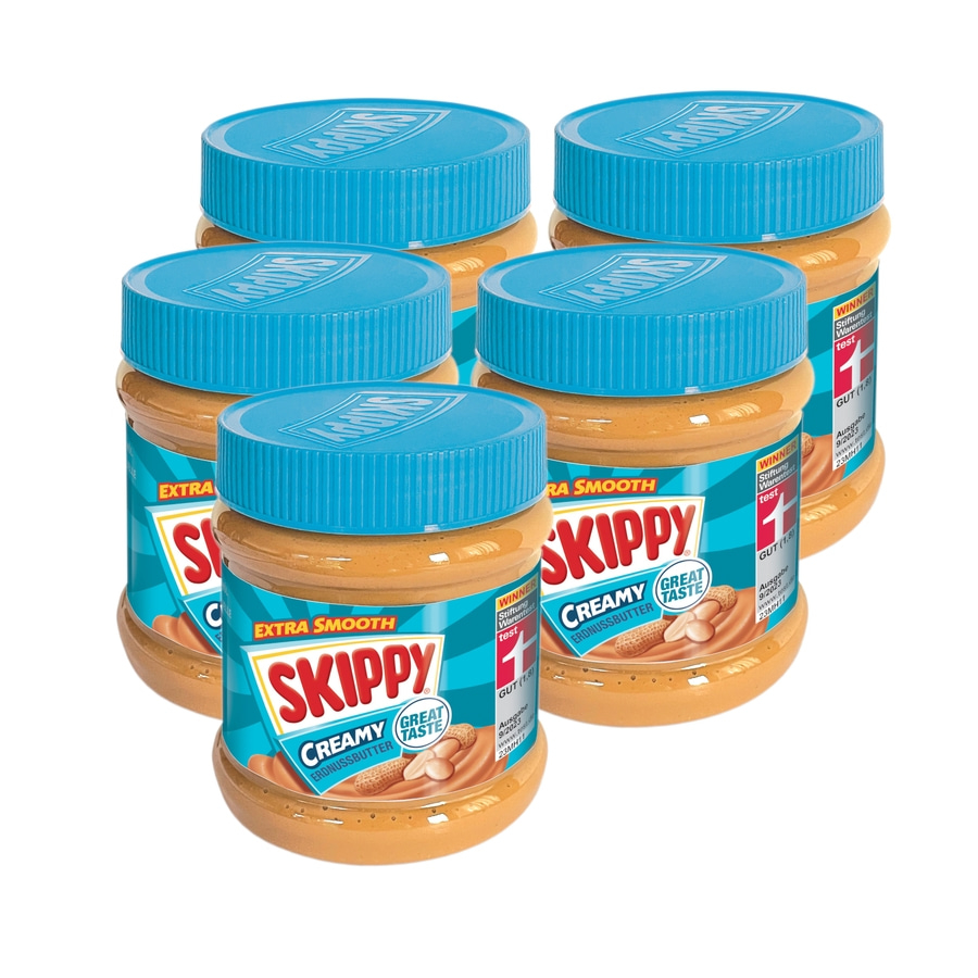 SKIPPY Erdnussbutter 5x "Creamy" Peanut Butter Extra Smooth Ohne Palmöl 5x 340g