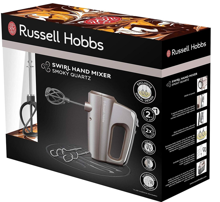 RUSSELL HOBBS Handmixer Swirl Quartz 25892-56 Helix-Quirle 5 Stufen Turbo 350 W