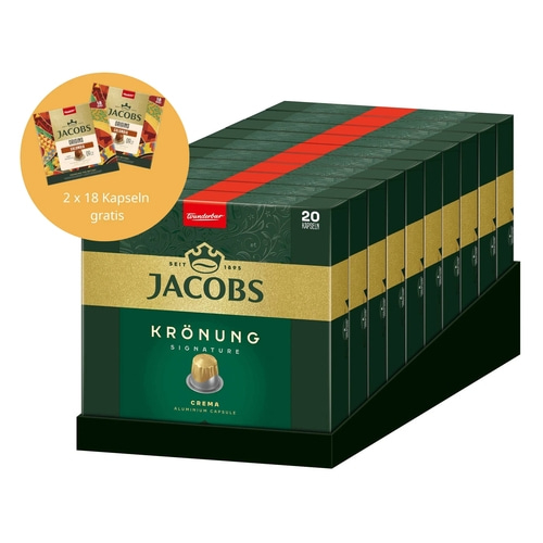 JACOBS Kapseln Krönung Crema 200 Nespresso®* kompatibel 10 x 20 + 2x Colombia