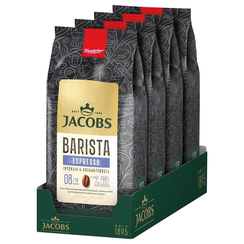 JACOBS Kaffeebohnen Barista Editions Espresso Espressobohnen 4x 1 kg Ganze Bohne