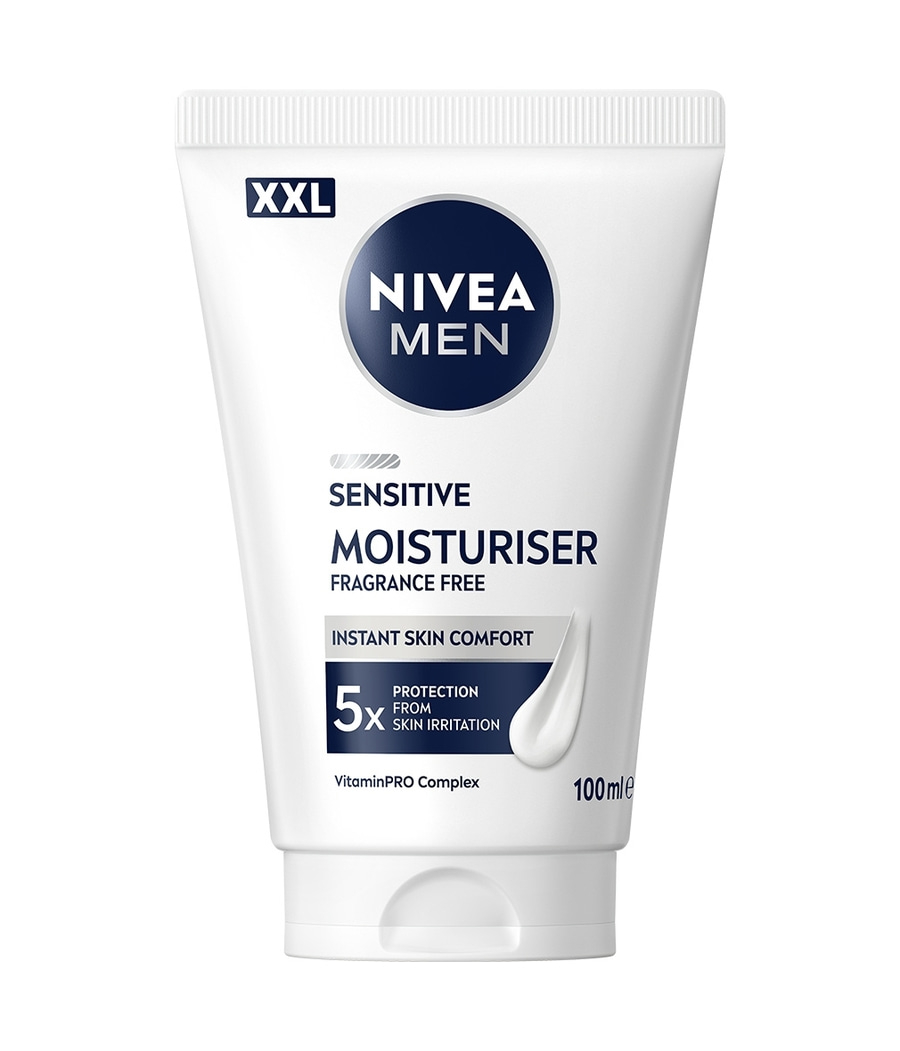NIVEA MEN sensitive moisturizer, 100ml, fragrance free, 5x protection