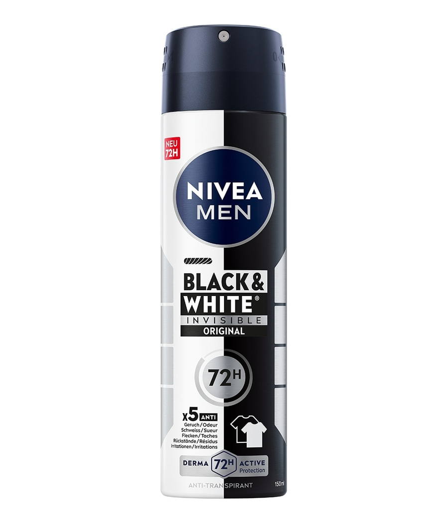 Nivea Men Black & White Deodorant, 72H Schutz, unsichtbar, Original, 150ml