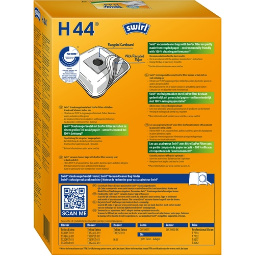 SWIRL Staubsaugerbeutel H 44 EcoPor® Hoover Eta Trisa 12 Beutel