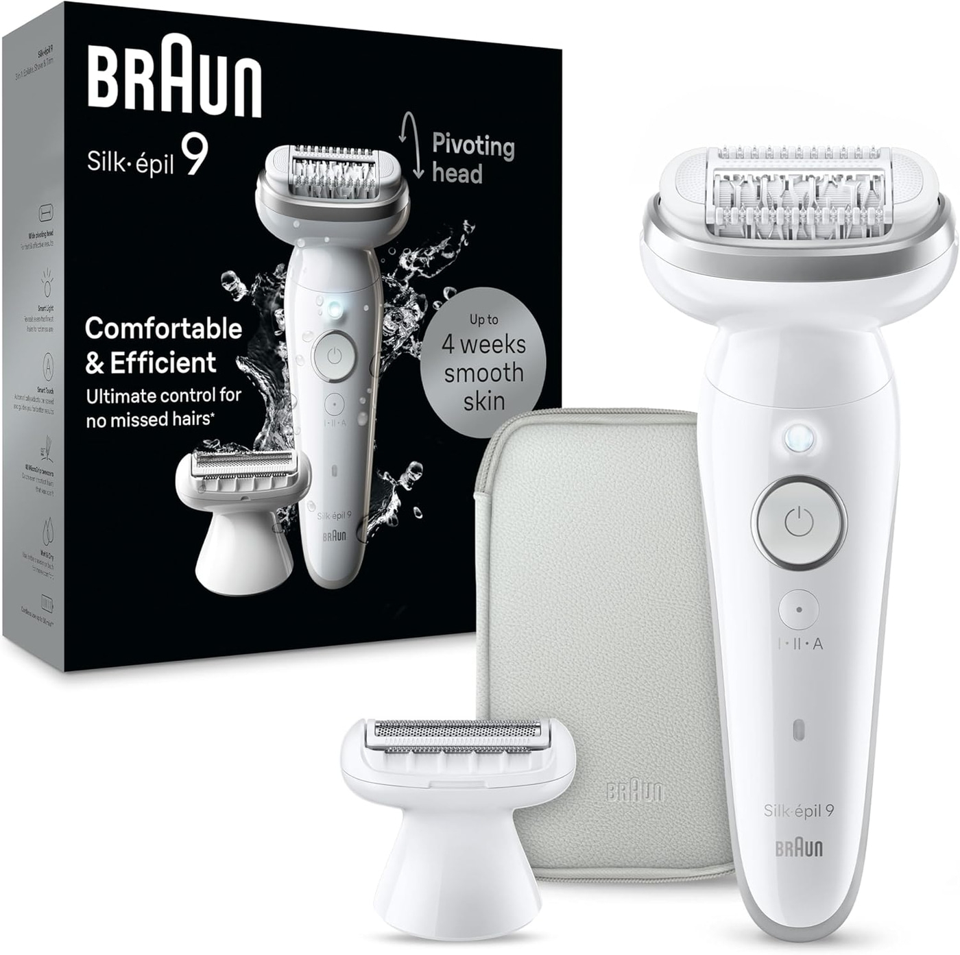 Braun Silk-épil 9 Epilierer, weiß, mit Zubehör und Verpackung