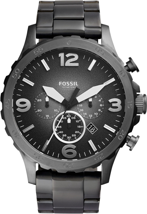 FOSSIL Armbanduhr Herren NATE JR1437 Quarz Chronograph 50mm schwarz B-WARE