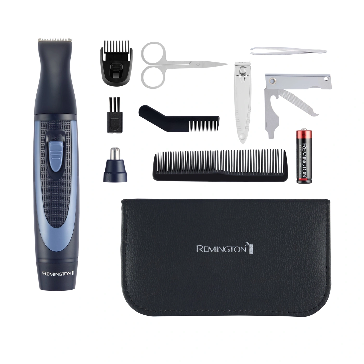 Remington Bartschneider-Set mit Zubehör, Akku, Kamm, Schere, Pinzette, Nagelknipser und Etui
