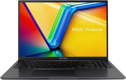 ASUS Vivobook Laptop mit Tastatur und Bildschirm mit farbenfrohem Hintergrund