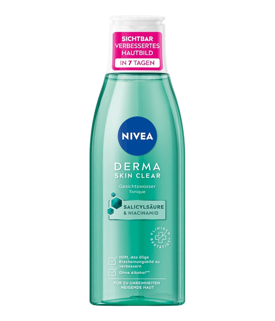 NIVEA Derma Skin Clear Gesichtswasser Salicylsäure Niacinamid Vegan 3 x 200ml