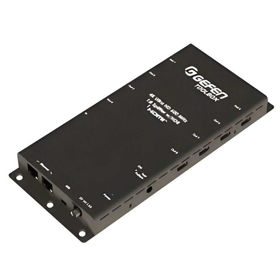Schwarzes elektronisches Gerät mit Gefen-Logo und HDMI-Anschlüssen.