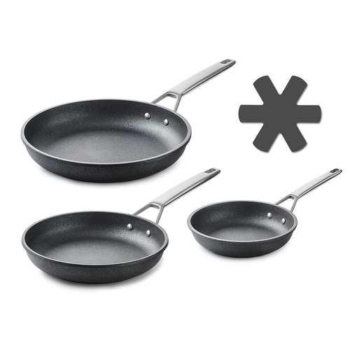 Betty Bossi Bratpfannen Premium Aluguss - 3er-Set mit Pfannenschoner 3 Größen