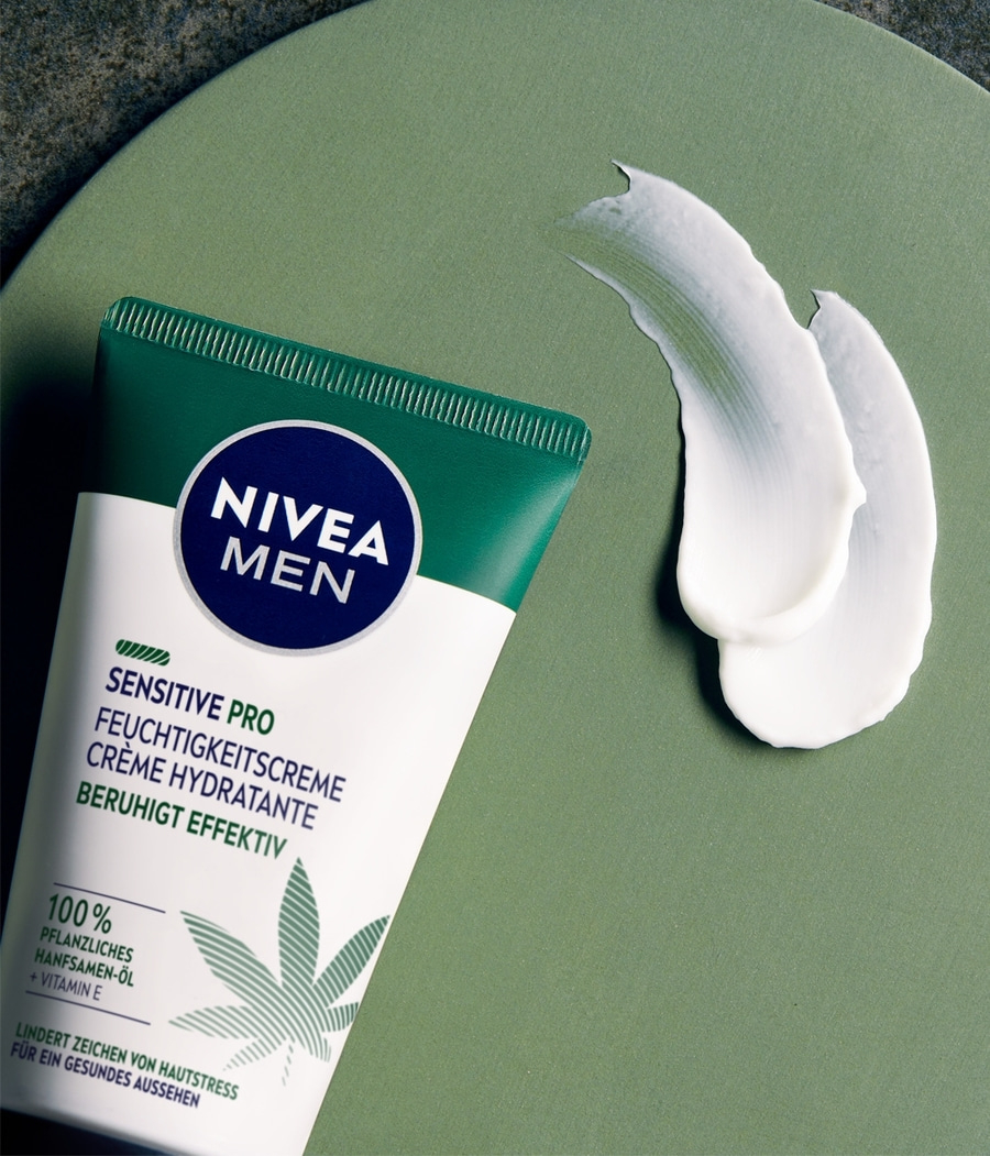 NIVEA MEN Feuchtigkeitscreme Sensitive Pro Hemp Hanfsamen-Öl Vegan 24h 2 x 75ml