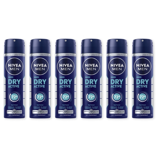 NIVEA MEN Deodorant Men Dry Active Deo Spray 6 x 150ml
