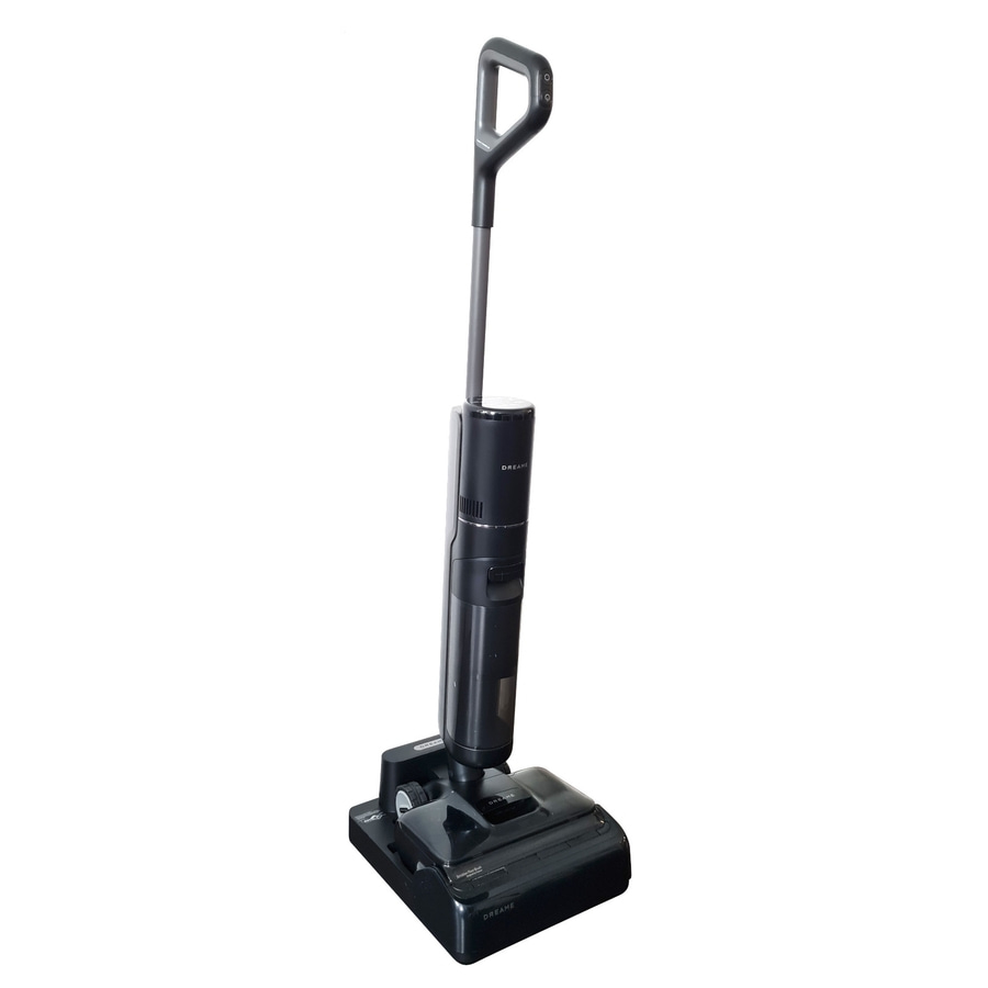 Schwarzer Staubsauger mit Griff und Bürste, Dreame-Marke, auf weißem Hintergrund