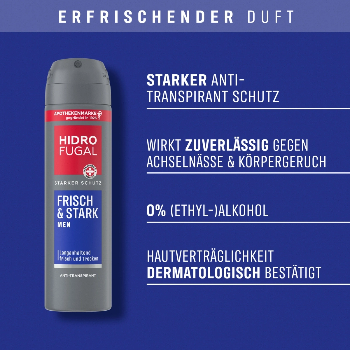 Hidro Fugal Anti-Transpirant mit frischem und starkem Duft für Männer.