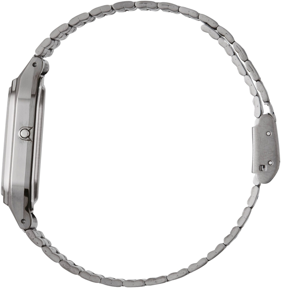 CASIO VINTAGE Armbanduhr AQ-230EGG-2AEF Quarz Chronograph 30 x 39 mm B-WARE Uhr mit Metallarmband, Seitenansicht, silberfarben, Detailaufnahme, isoliert