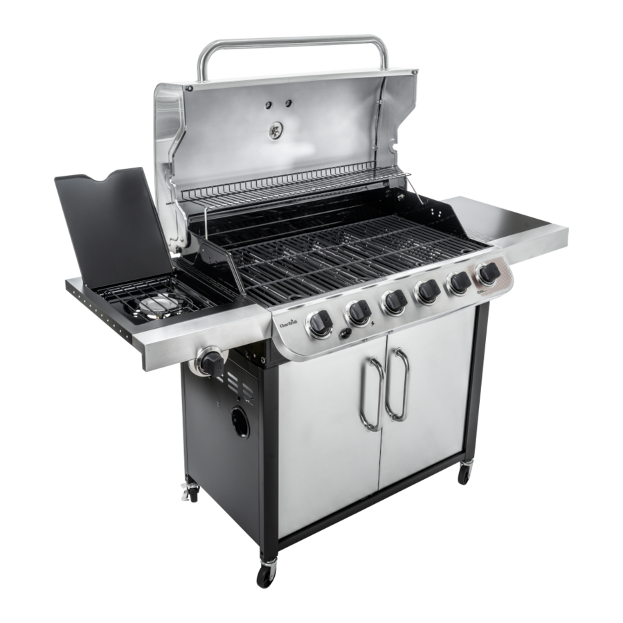 Edelstahl-Gasgrill mit mehreren Brennern und Kochfeld, perfekt für Grillpartys im Freien.