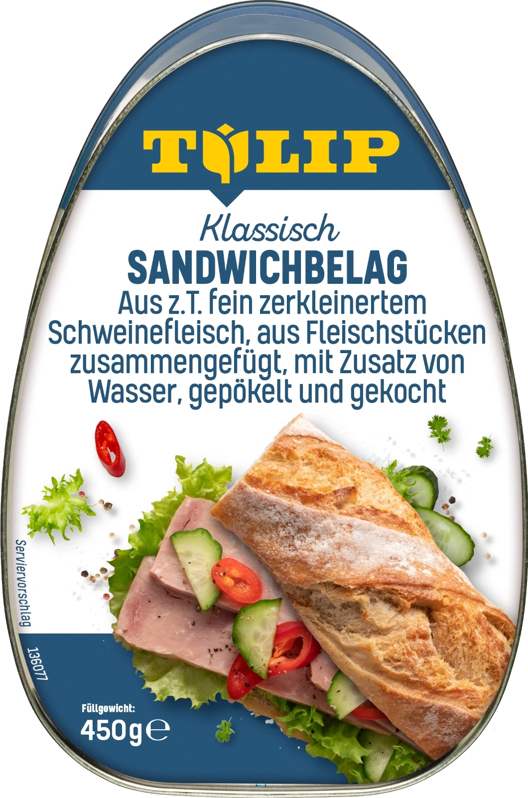 TULIP Klassisch Sandwichbelag mit einem Sandwich und Gurkenscheiben