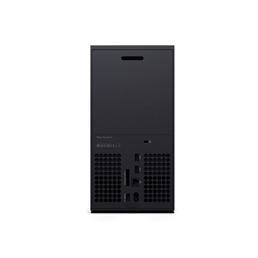 Xbox Series X Konsole, schwarz, Rückseite, Anschlüsse, Lüftungsschlitze, HDMI, Stromanschluss