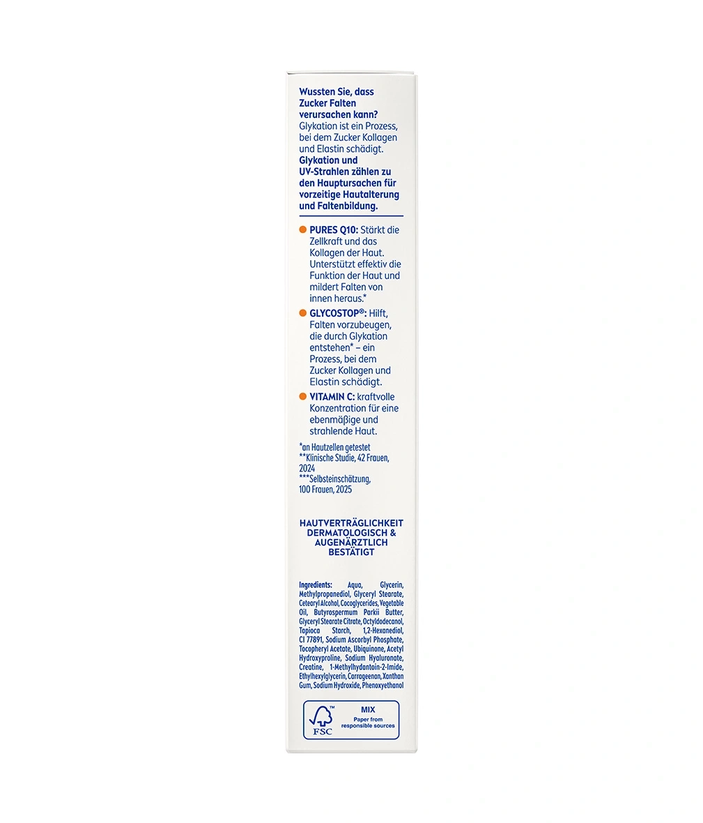 Hier ist ein Bild, das eine Produktbeschreibung und eine Liste von Inhaltsstoffen für ein Hautpflegeprodukt enthält.