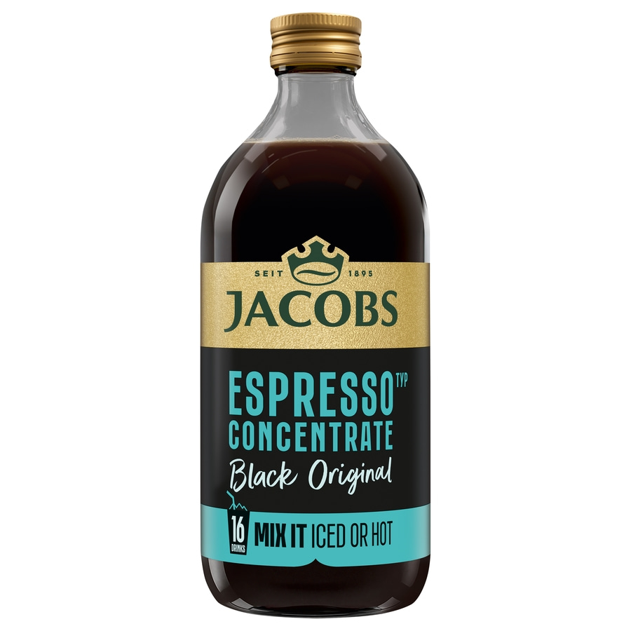 Jacobs Espresso Konzentrat, schwarzes Original, 16 Getränke, kalt oder warm mischbar
