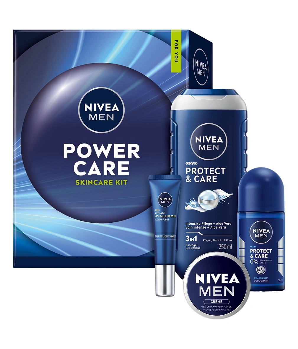 Nivea Men "Power Care" Skincare Kit mit Duschgel, Creme und Deodorant.