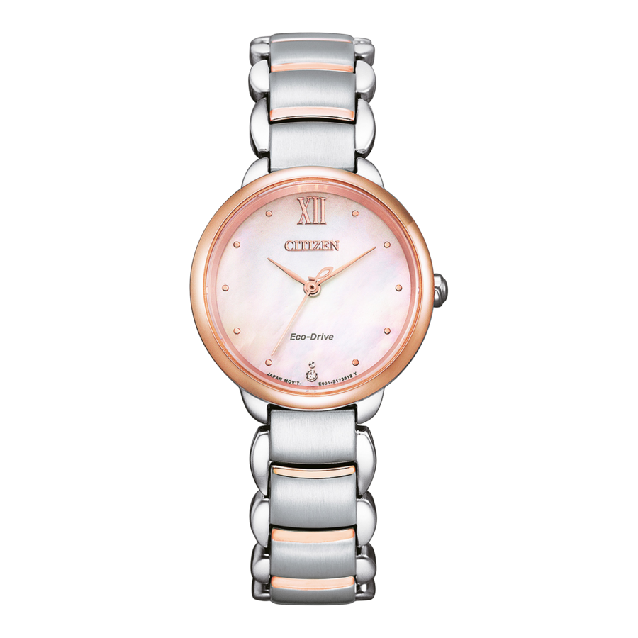 CITIZEN Damen Armbanduhr EM0924-85Y Eco-Drive Edelstahl 28 mm silber/gold B-Ware