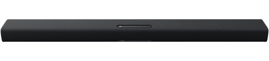 Schwarze Soundbar mit Bedienelementen. Audio-Gerät für Heimkino-Systeme. Soundbar-Lautsprecher.