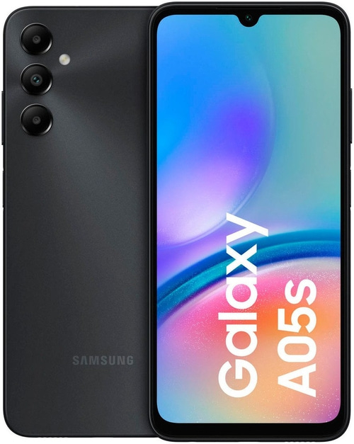 Schwarzes Samsung Galaxy A05s Smartphone mit drei Kameras