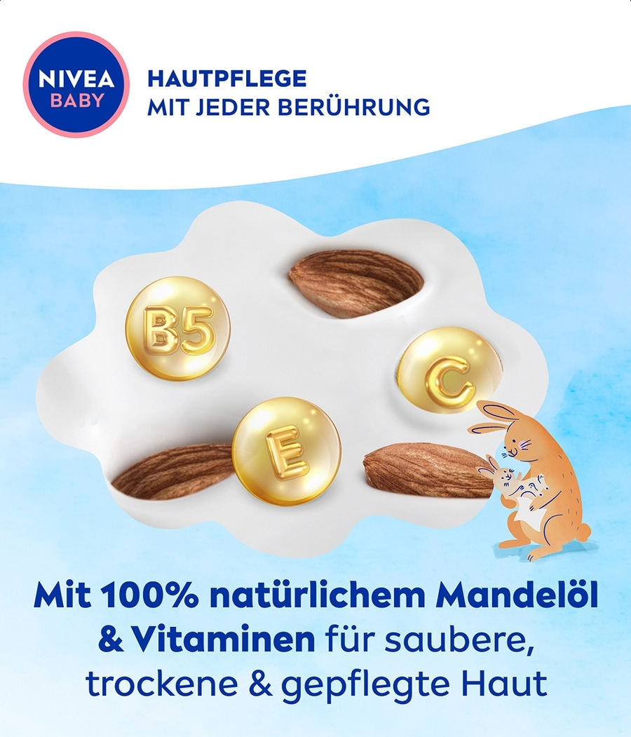 NIVEA Baby Soft & Cream Feuchttücher 4x57 Stück Mandelöl sowie Vitamin B5, C & E