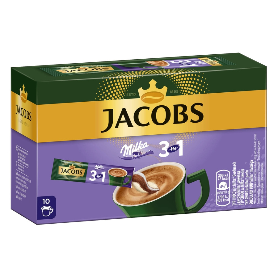 JACOBS Löskaffee 3in1 Milka®* 12x10 Sticks löslicher Instantkaffee 120 Getränke