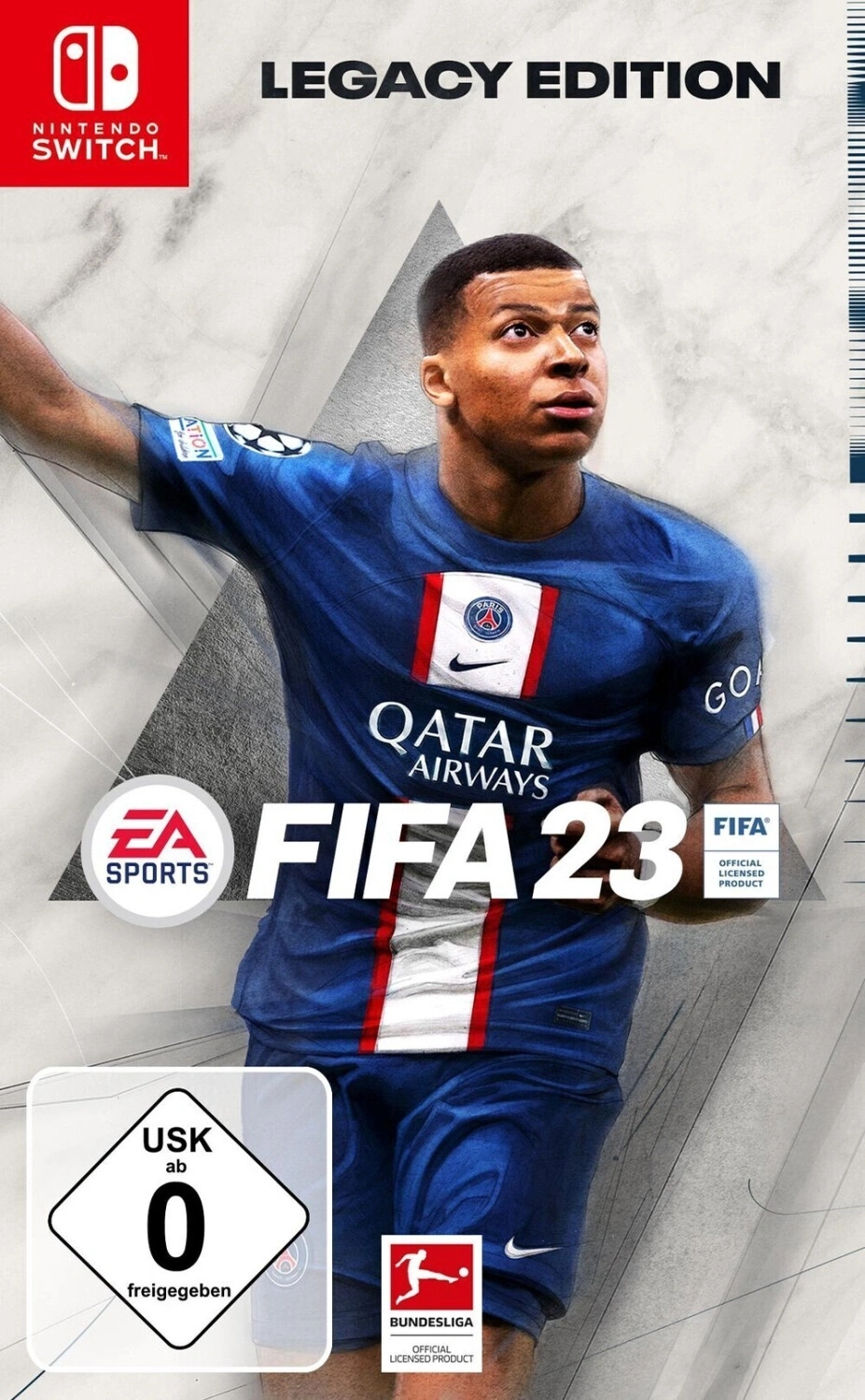 FIFA 23 Legacy Edition Cover mit Mbappé für Nintendo Switch.