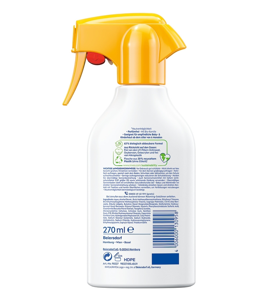 Sonnenspray mit Bio-Kamille, für Babys und Kinder, 270ml, Hautverträglichkeit