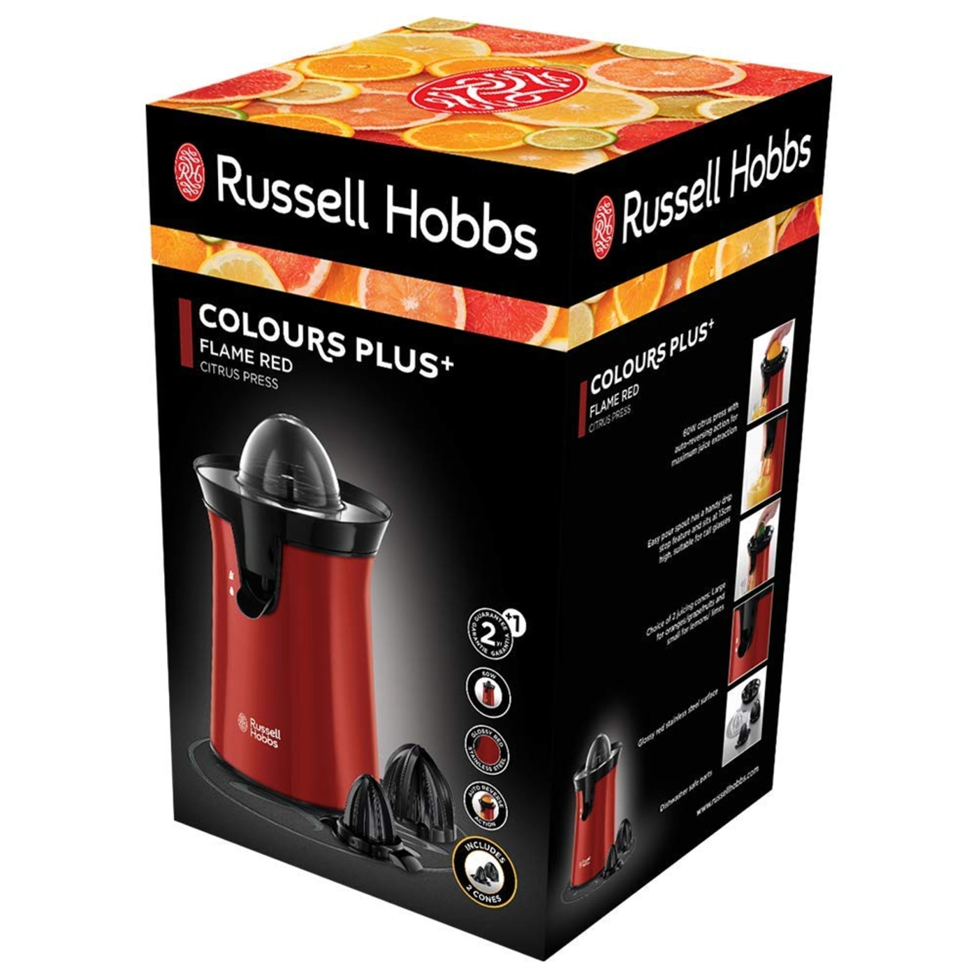 RUSSELL HOBBS Zitruspresse Colours Plus+ Flame Red 26010-56 Orangen-Saftpresse