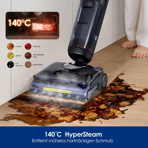 Dampfreiniger mit 140°C auf hartnäckigem Schmutz