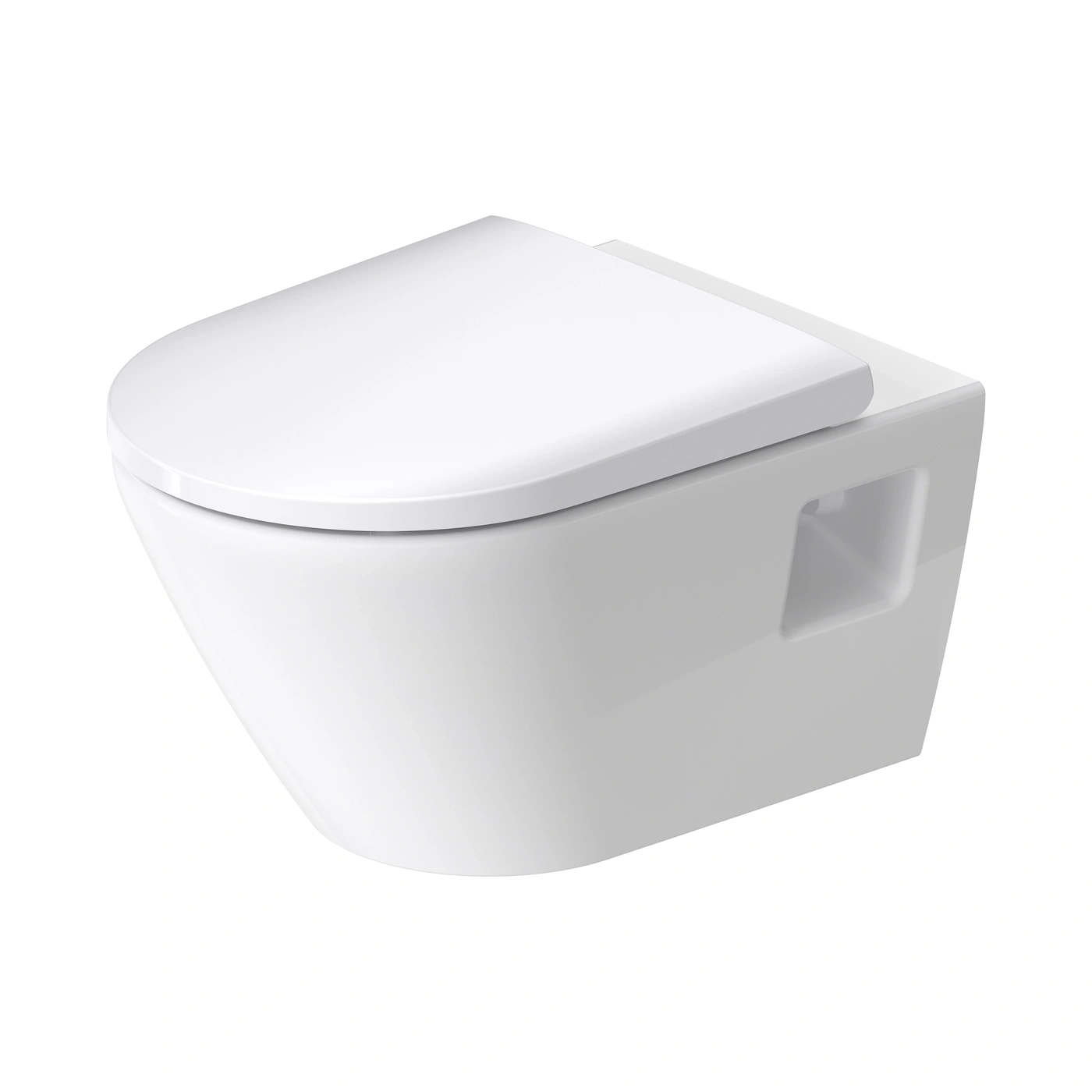 Weißes, wandhängendes WC mit geschlossenem Deckel, modernes Design, Badezimmerausstattung