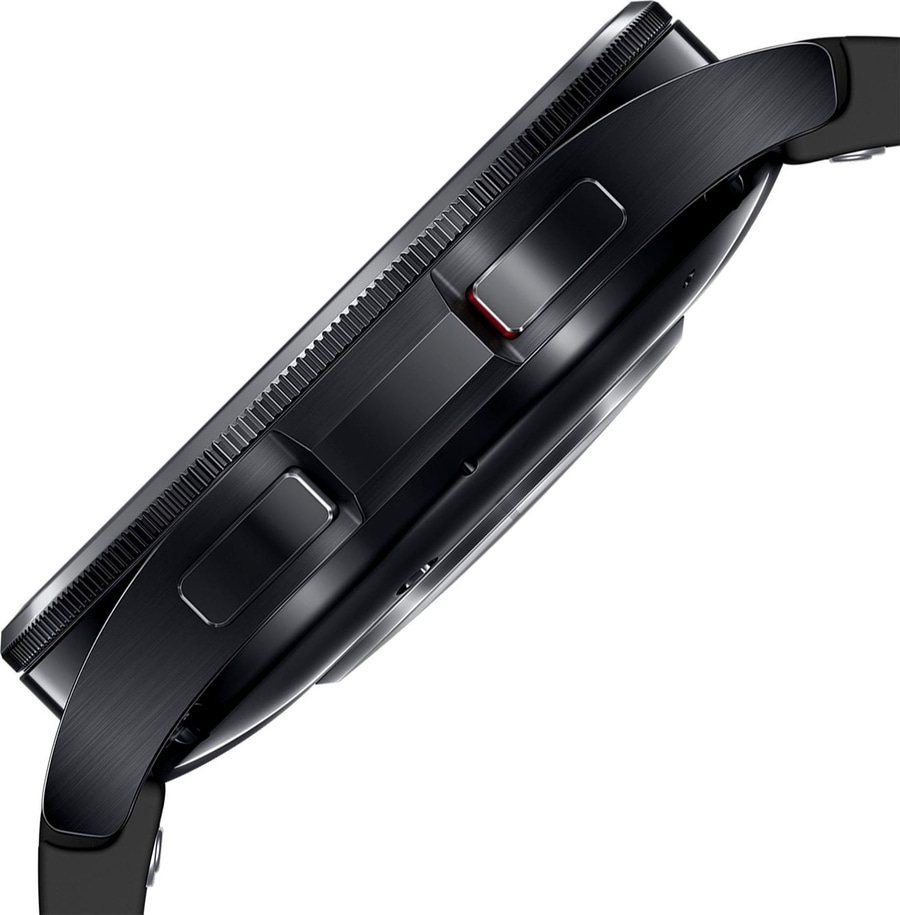 Schwarze Smartwatch, Nahaufnahme, Seitenansicht, Knöpfe, Metall, Technologie, Accessoire, modern, elegant