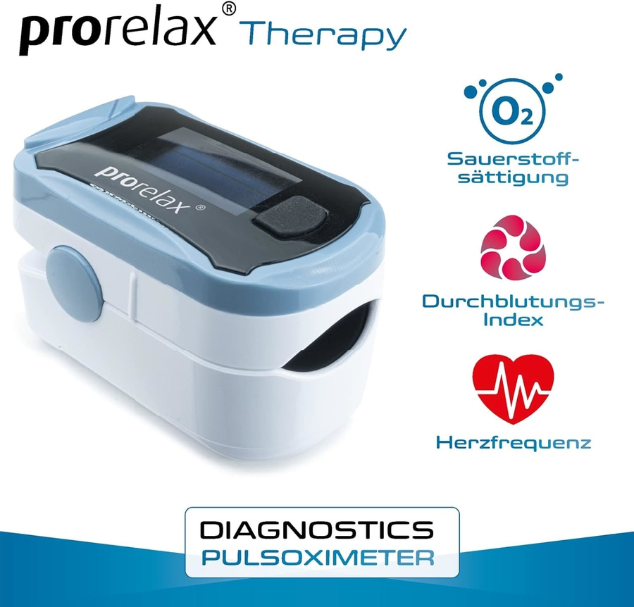 PRORELAX Pulsoximeter 12021 LED-Display Herz-Puls-Frequenz Messung NEU