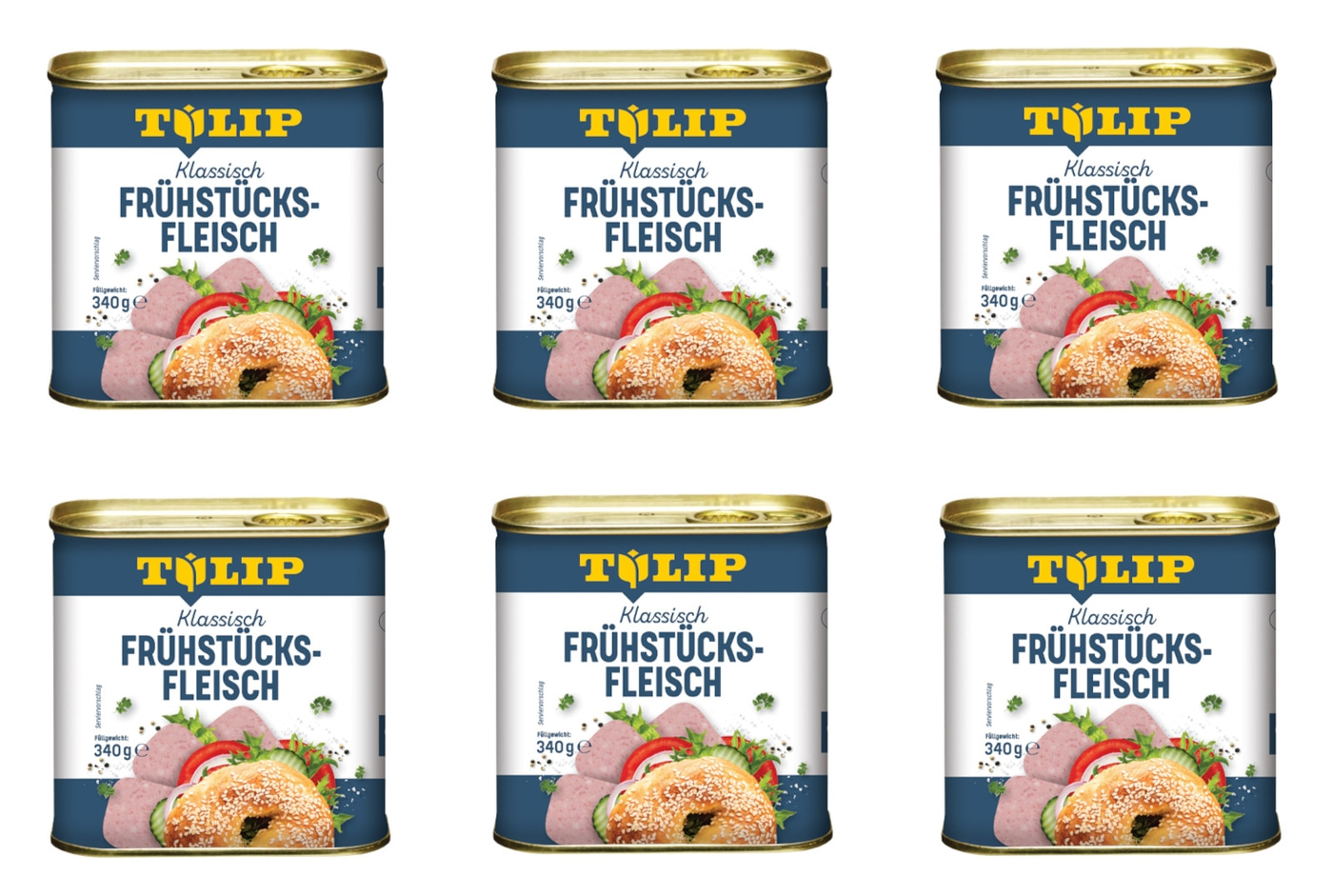 TULIP 6x 340g Frühstücksfleisch Original Dänische Delikatesse Konservendose NEU