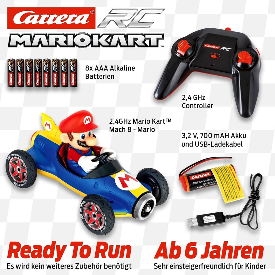 CARRERA Mario Kart Mach 8 Mario Ferngesteuertes Auto RC Auto Reenauto ab 6 NEU