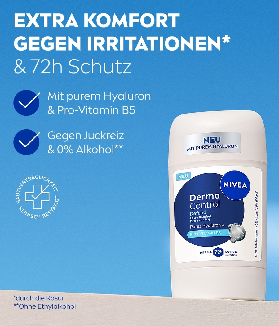 Nivea Derma Control Deodorant mit Hyaluron und Pro-Vitamin B5 für 72h Schutz