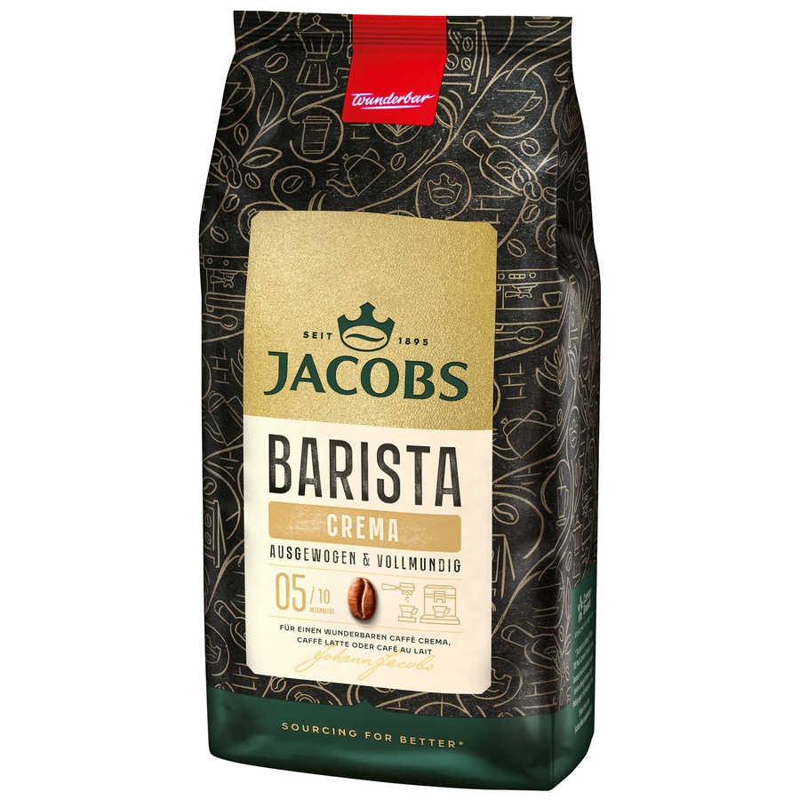 JACOBS Kaffeebohnen Barista Editions Crema 4 x 1 kg ganze Kaffee Bohnen geröstet