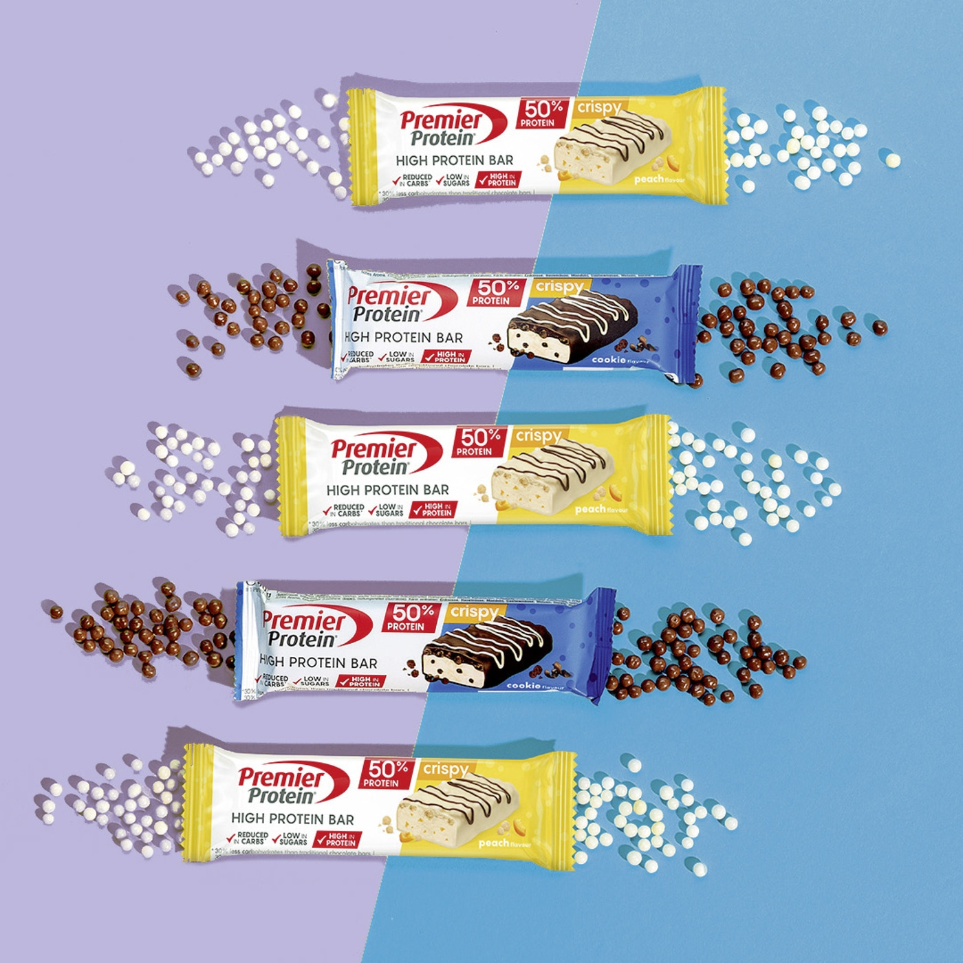 PREMIER PROTEIN High Protein Bar 50% Multiflavourbox 20x40g Low Sugar