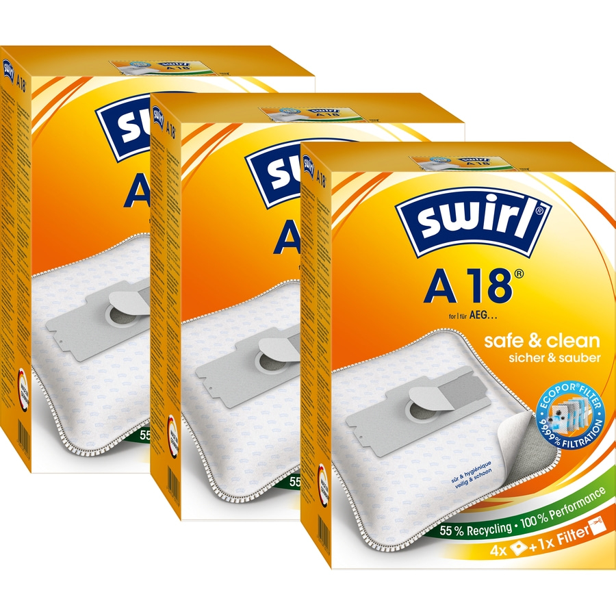 SWIRL Staubsaugerbeutel A18 EcoPor® für AEG Singer Privileg 12 Beutel