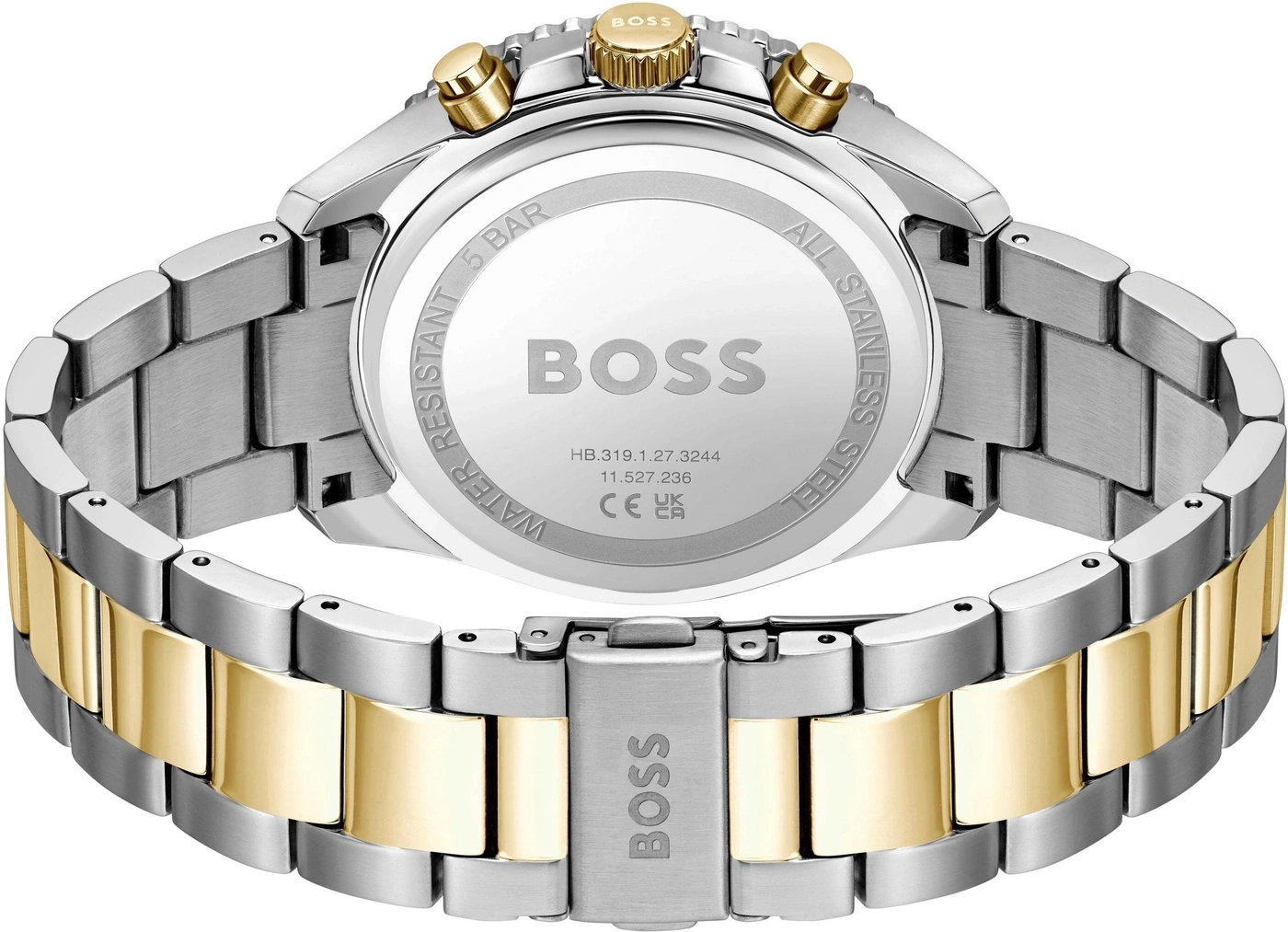Herrenuhr mit bicolor-Edelstahlarmband und goldfarbenen Akzenten.