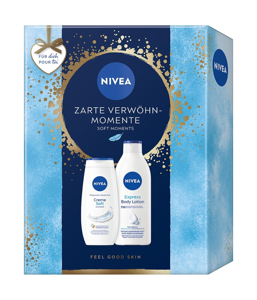 NIVEA Zarte Verwöhn-Momente 2 x Geschenkset, Soft Pflegedusche + Body Lotion
